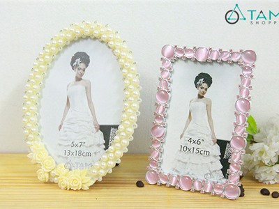 Khung ảnh cưới để bàn hạt ngọc trai cổ điển số 14